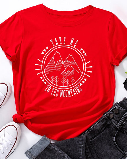 Damski T-shirt z nadrukiem z motywem gór