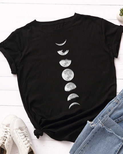Damski T-shirt klasyczny z nadrukiem z motywem księżyca