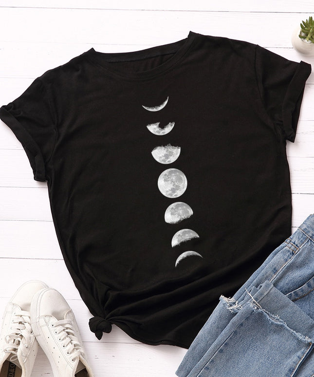 Damski T-shirt klasyczny z nadrukiem z motywem księżyca