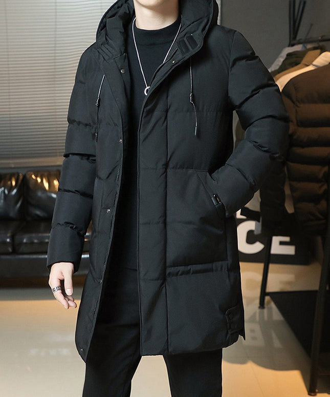 Męska kurtka zimowa długa z kapturem