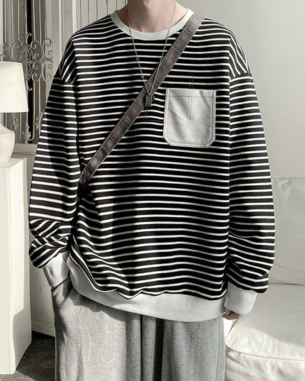 Męska bluza w paski z kieszonką