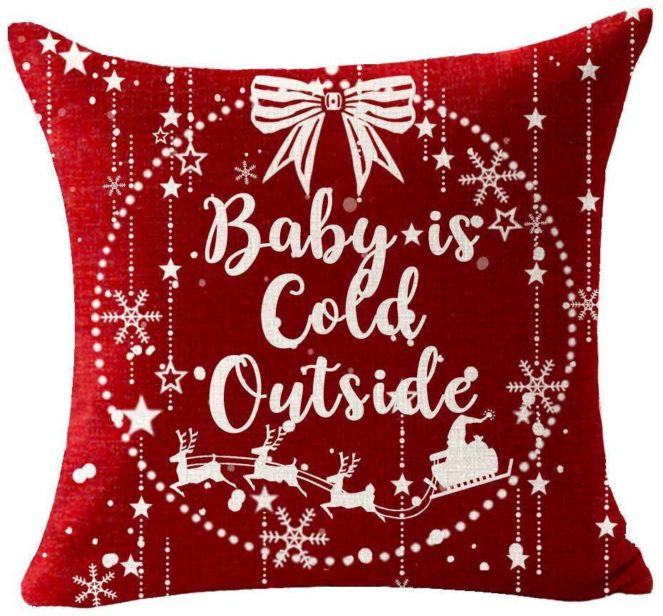 Świąteczna poszewka na poduszkę z napisem Baby it's cold outside