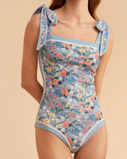 Damski jednoczęściowy strój kąpielowy dwustronny z wiązanymi ramiączkami