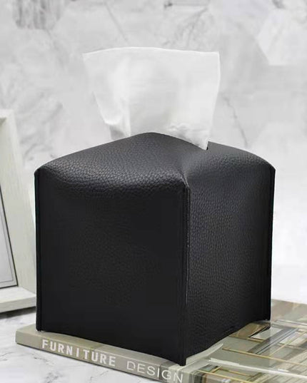 Pudełko na chusteczki skórzane kwadratowe