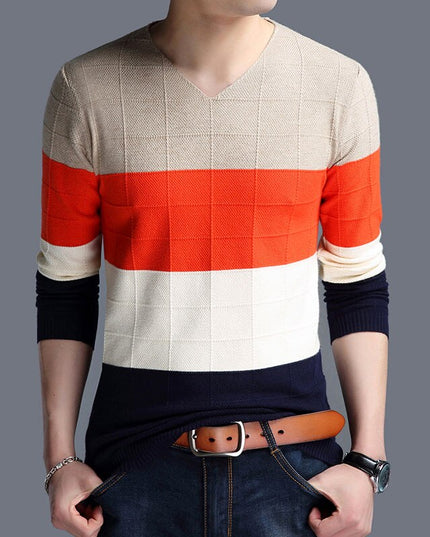 Męski sweter z dekoltem w serek w czterech kolorach