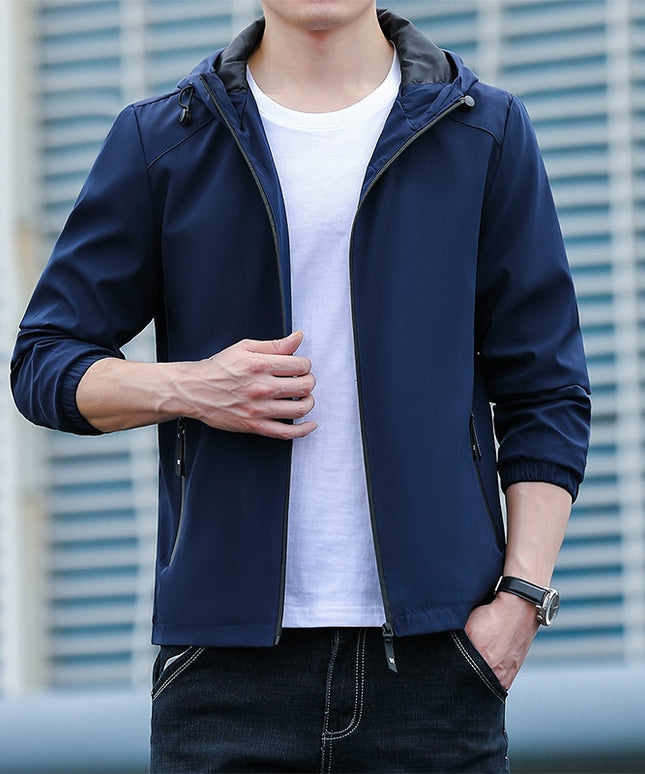 Męska kurtka przejściowa wiatrówka z kapturem