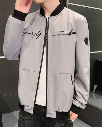 Męska kurtka przejściowa bomberka z napisem z przodu