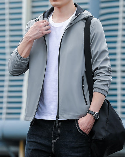 Męska kurtka przejściowa wiatrówka z kapturem