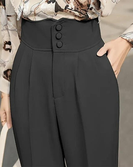 Damskie spodnie chinosy podkreślające talię zapinane na guziki