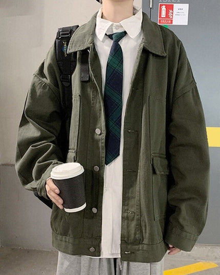 Męska kurtka jeansowa oversize z dużymi kieszeniami