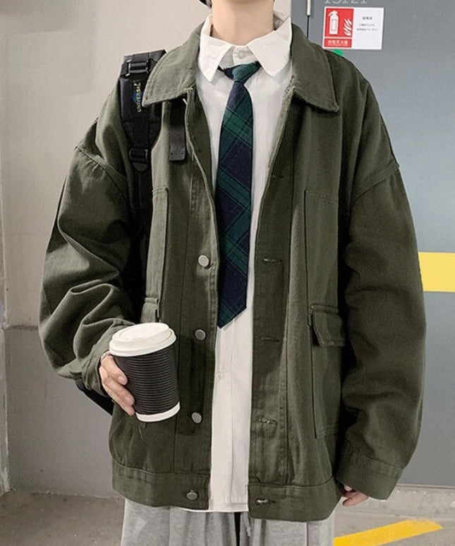 Męska kurtka jeansowa oversize z dużymi kieszeniami