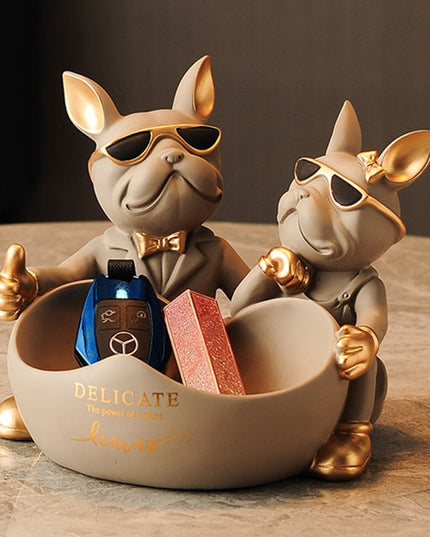 Figurka funkcjonalna buldog francuski z miseczką i haczykiem