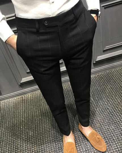 Męskie spodnie chinosy we wzór w kratkę