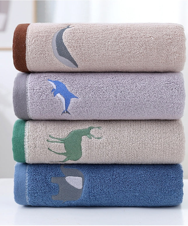 Ręcznik łazienkowy bawełniany z haftem zwierzęcy motyw