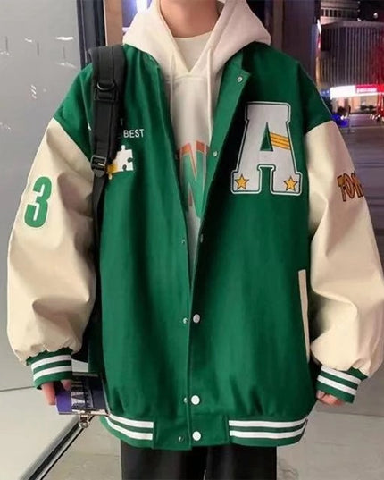 Męska kurtka przejściowa bomberka bejsbolówka z naszywkami