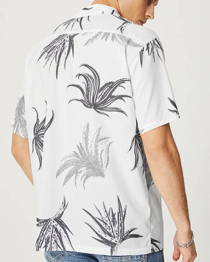 Męska koszula letnia w czarne kwiaty