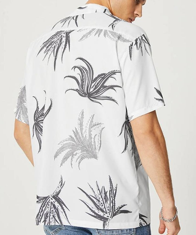 Męska koszula letnia w czarne kwiaty