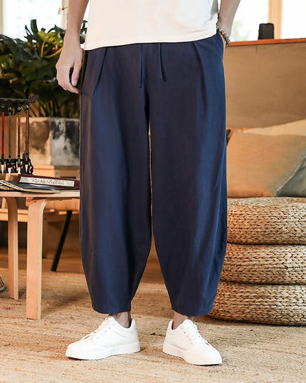 Męskie eleganckie spodnie z szerokimi nogawkami