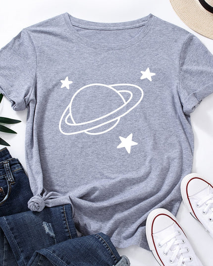 Damski T-shirt z nadrukiem z motywem kosmosu