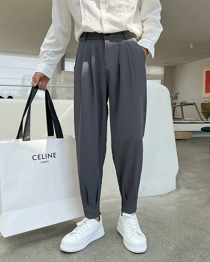 Męskie spodnie eleganckie o luźnym kroju