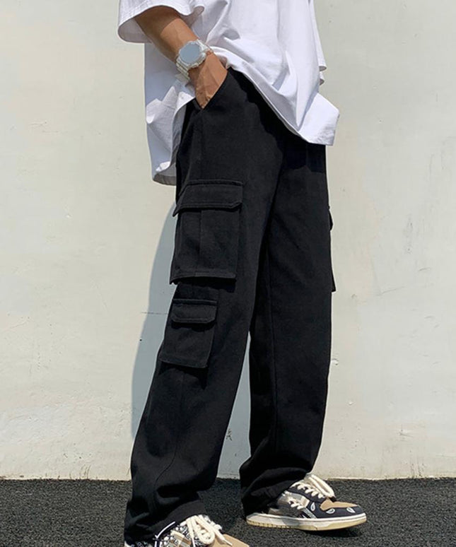 Męskie spodnie cargo z szerokimi nogawkami