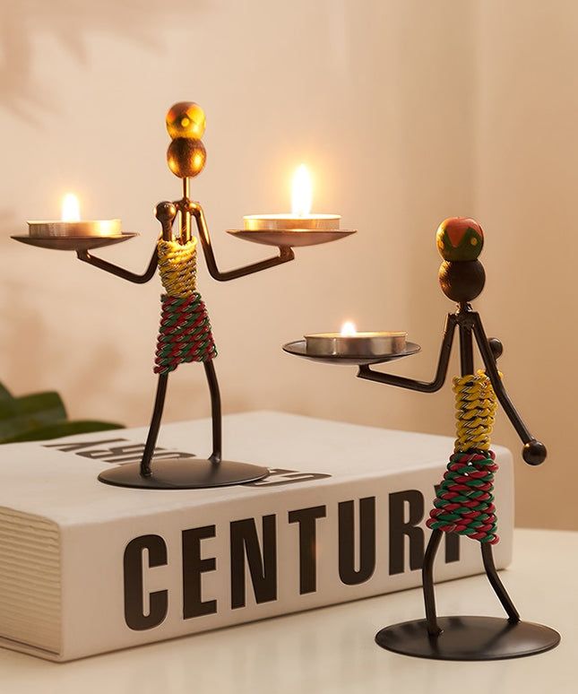 Figurka dekoracyjna świecznik w złotych kolorach