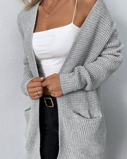 Damski sweter typu kardigan z kieszeniami
