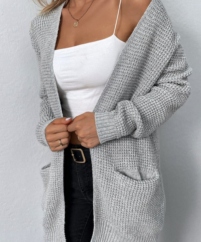 Damski sweter typu kardigan z kieszeniami