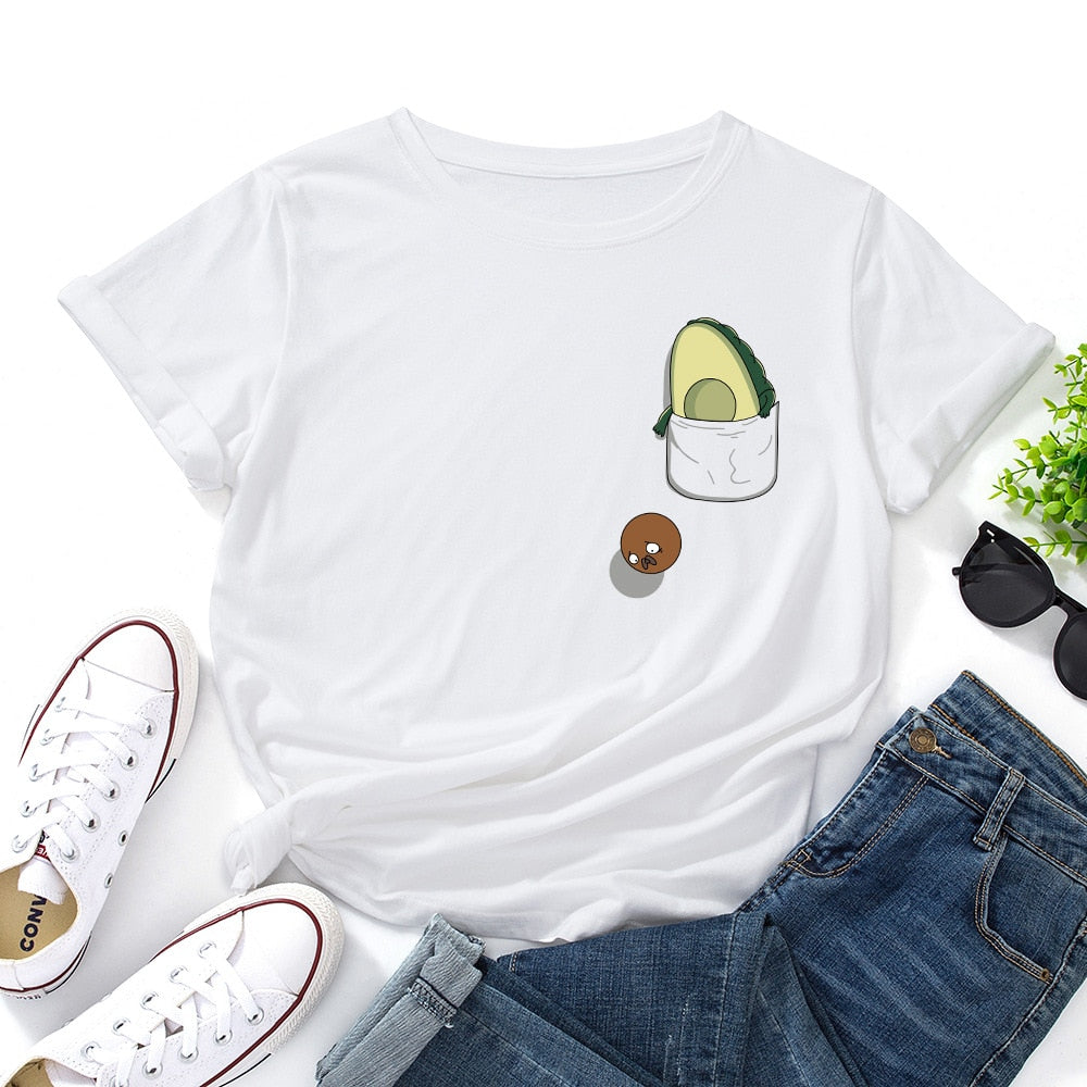 Damski T-shirt z motywem awokado