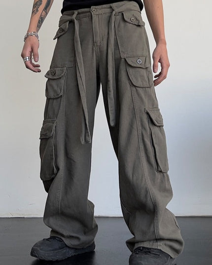 Męskie spodnie cargo z szerokimi nogawkami