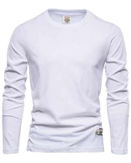 Męska koszulka z długim rękawem klasyczna z okrągłym dekoltem