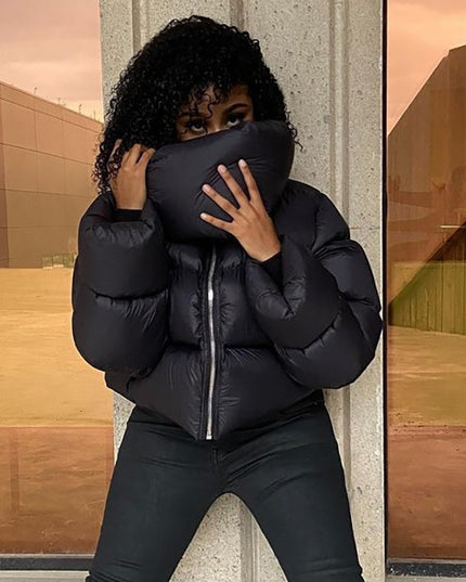 Damska kurtka zimowa puchowa z kołnierzem