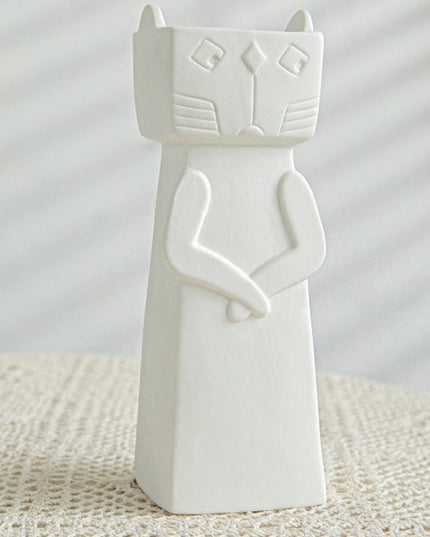 Wazon ceramiczny z motywem twarzy biały