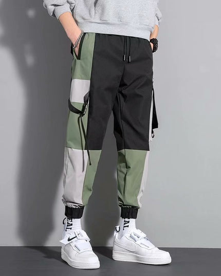 Męskie spodnie bojówki trzykolorowe