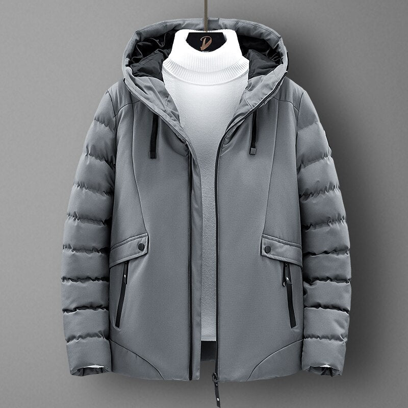 Męska kurtka zimowa pikowana z kapturem