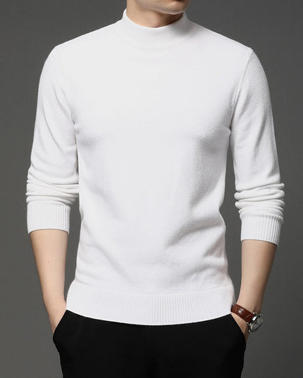 Męski sweter z półgolfem z gładkiej tkaniny