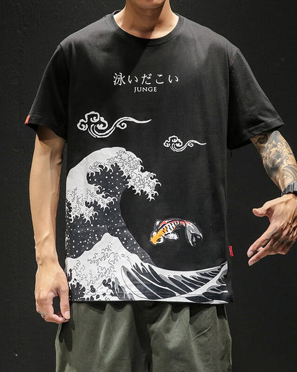 Męski T-shirt z motywem fali