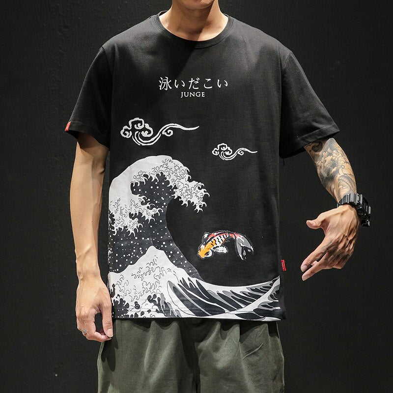Męski T-shirt z motywem fali