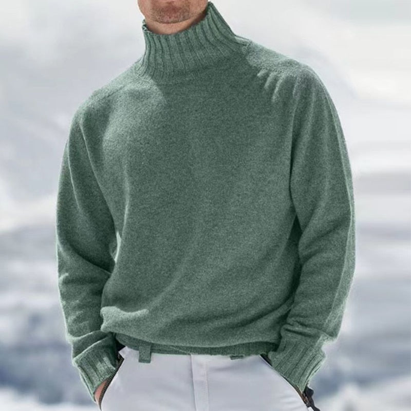 Męski sweter typu golf o prostym kroju