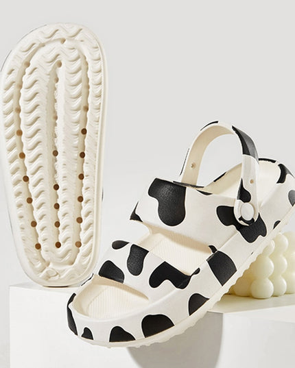 Damskie klapki białe w czarne łaty