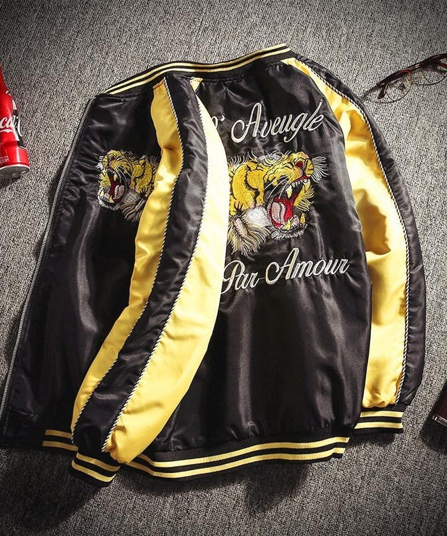 Męska kurtka przejściowa bomberka z nadrukiem tygrysa