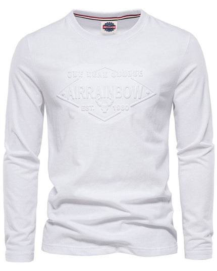 Męska koszulka z długim rękawem o prostym kroju z nadrukiem