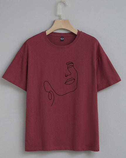 Damski T-shirt z nadrukiem z minimalistycznym motywem