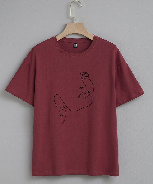 Damski T-shirt z nadrukiem z minimalistycznym motywem