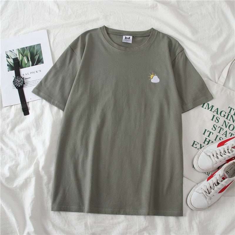 Damski T-Shirt oversize z naszywką