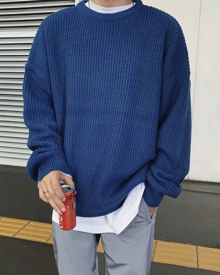 Męski sweter z dekoltem w łódkę o kroju oversize