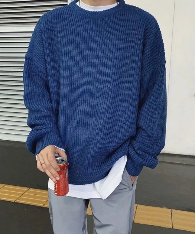 Męski sweter z dekoltem w łódkę o kroju oversize