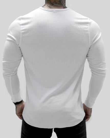 Męska koszulka z długim rękawem dopasowana z guzikami