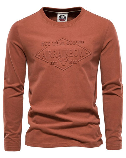 Męska koszulka z długim rękawem o prostym kroju z nadrukiem