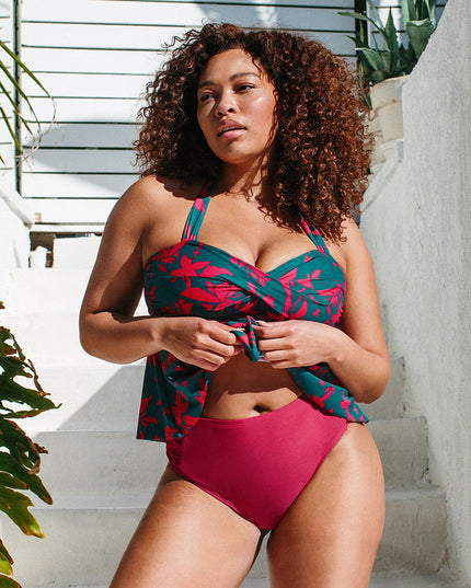 Dwuczęściowy strój kąpielowy plus size tankini we wzory